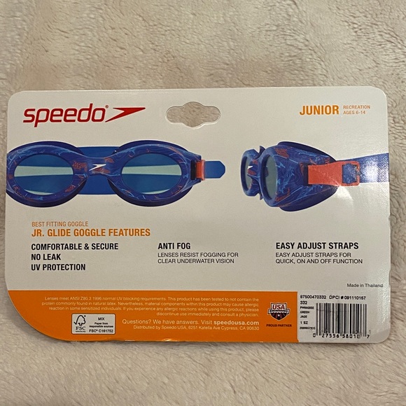Speedo Jr (6-14) Junior Glide Comfortable Best Fitting Swim Goggles Paradise NWT - Picture 5 of 5